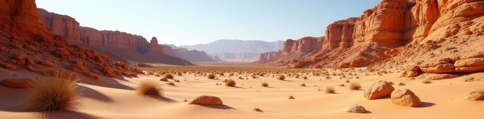 Desert landscape with volcanic rock formations eroded into unique shapes, natural wonder, earthy textures