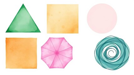 Obraz premium Watercolor Shapes Abstract Background Textures Geometric Design Elements