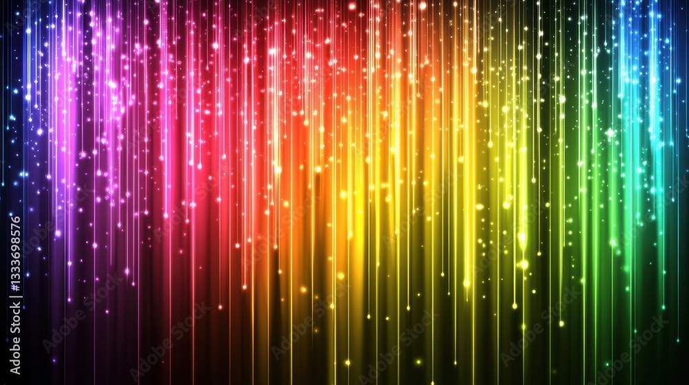Poster Colorful Light Rays with Sparkles in Abstract Background Design