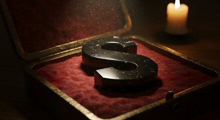 Fototapeta premium Letter 's' Inside Velvet Lined Box Lit by Candlelight