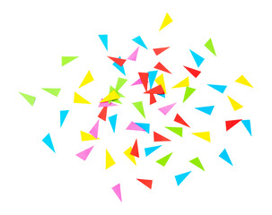 Colorful paper particles isolated on white background