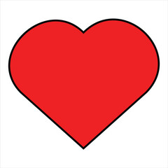 Red heart icon with black outline. Red heart flat icon. Heart, Emoticons symbol vector illustration.