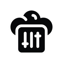 cloud setting glyph icon. Strong and solid vector icon for websites, mobile interfaces, presentations, and visual branding. High quality and easy to edit.