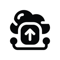cloud download glyph icon. Strong and solid vector icon for websites, mobile interfaces, presentations, and visual branding. High quality and easy to edit.