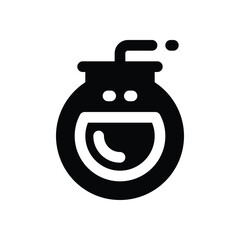 bomb glyph icon. Strong and solid vector icon for websites, mobile interfaces, presentations, and visual branding. High quality and easy to edit.