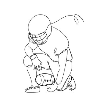 football player kneeling with ball in line art clip art preview