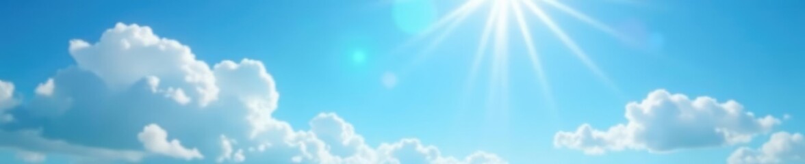 Obraz premium Diagonal wisps of cloud against a bright blue background with sunbeams, clouds, white, texture