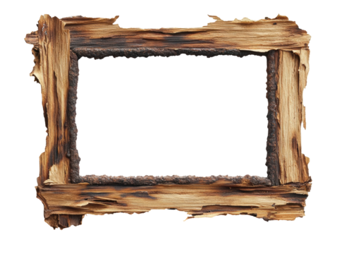 Isolated A wooden frame from pieces of firewood