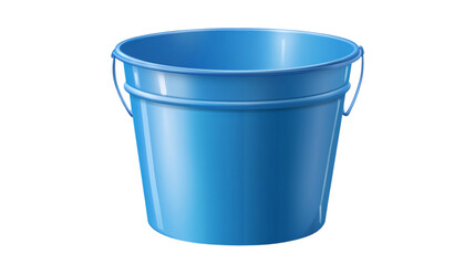 Blue metal bucket with a shiny surface, isolated on transparent background