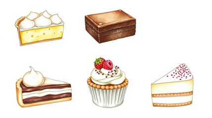 Delicious Cakes Cupcakes Sweet Treats Bakery Dessert Food Illustration