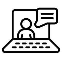 Online work meet Line Icon