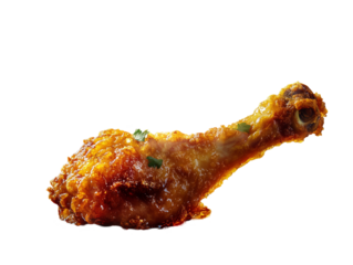 Golden crispy chicken leg,  isolated on transparent background
