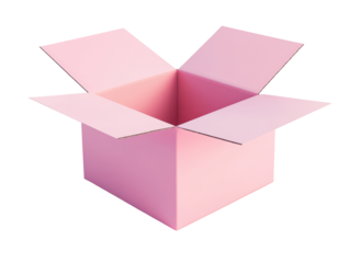 Isolated Open Pink Cardboard Box