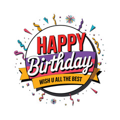 Happy Birthday  logo design Illustration 