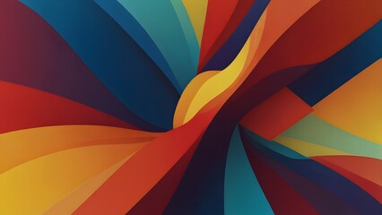 Obraz premium Playful geometric abstraction with bright blue red and yellow flowing gradients 