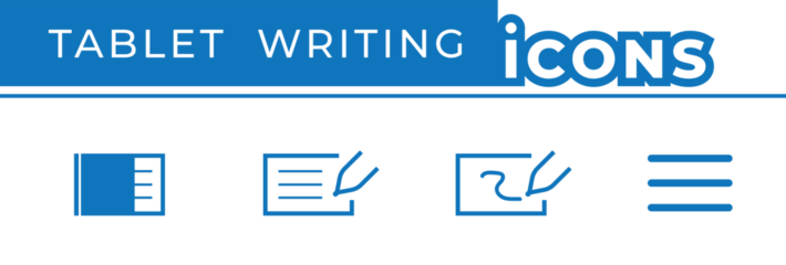 Tablet Writing Icons | Digital Stylus Symbols | Touchscreen Note-Taking | E-Ink Sketch Icons | Electronic Document Editing | Handwriting Tool | Minimalist Tech Graphics | UX Design Elements