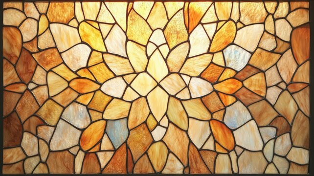 Abstract Stained Glass Mosaic in Warm Tones
