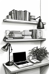 Aesthetic and Functional Home Office Minimal Illustration