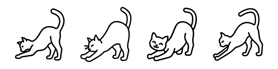 stretching cat icon, stretching cat line art - simple line art of stretching cat, perfect for stretching cat logos and icons