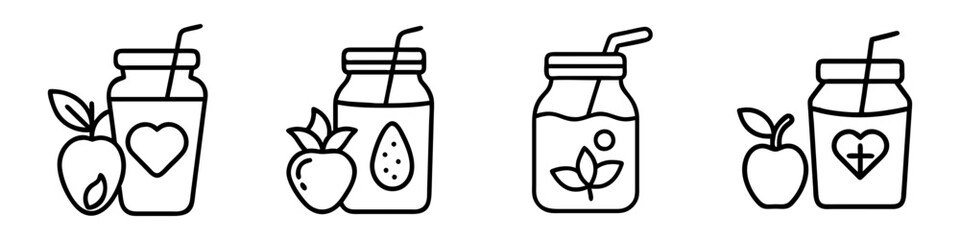 wellness smoothie icon, wellness smoothie line art - simple line art of wellness smoothie, perfect for wellness smoothie logos and icons