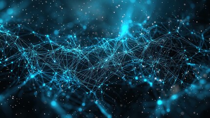 Obraz premium Abstract network of connected points with blue glowing lines