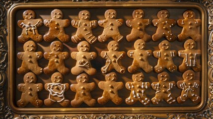 A tray of homemade gingerbread men for Christmas.