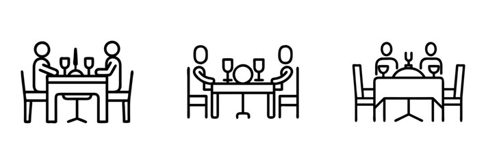 Fototapeta premium family dinner table setting icon, family dinner table setting line art - simple line art of family dinner table setting, perfect for family dinner table setting logos and icons