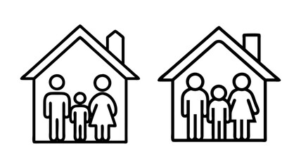 family home icon, family home line art - simple line art of family home, perfect for family home logos and icons