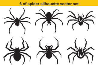 Set of spider insect icon sticker flat silhouette art vector for Halloween Design