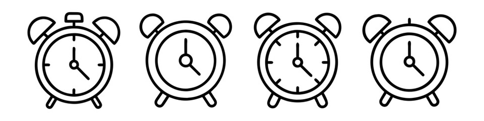 analog alarm clock icon, analog alarm clock line art - simple line art of analog alarm clock, perfect for analog alarm clock logos and icons
