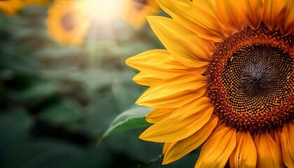 Fototapeta premium beautiful close up sunflower blooming wallpaper nature background