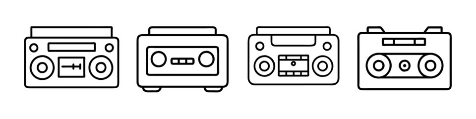 cassette player icon, cassette player line art - simple line art of cassette player, perfect for cassette player logos and icons
