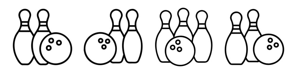 bowling ball and pins icon, bowling ball and pins line art - simple line art of bowling ball and pins, perfect for bowling ball and pins logos and icons