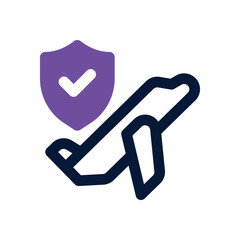 travel insurance dual tone icon. Sleek and modern vector icon for websites, mobile apps, marketing materials, and corporate design. Fully scalable and ready to use.