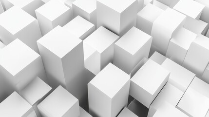 Abstract White Cubic Structure: A 3D Render of Interlocking Geometric Shapes