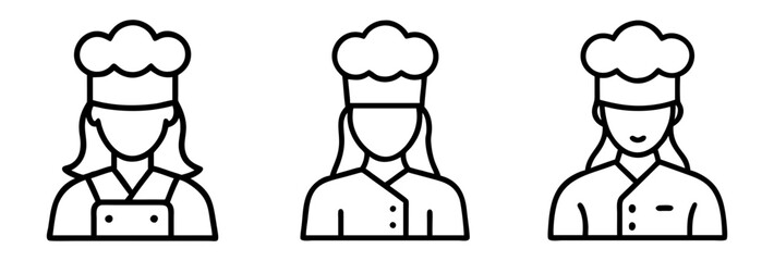 woman chef icon, woman chef line art - simple line art of woman chef, perfect for woman chef logos and icons