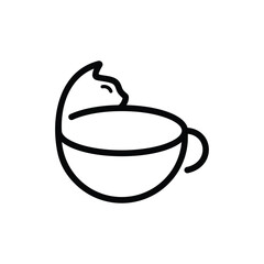 Cat and A cup line art logo designs