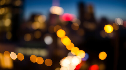 Blurred abstract bokeh background of San Francisco city lights at night, Created by Generative AI