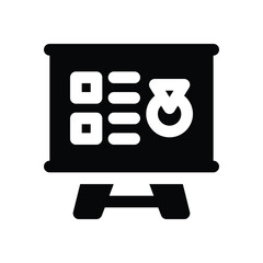 presentation glyph icon. Strong and solid vector icon for websites, mobile interfaces, presentations, and visual branding. High quality and easy to edit.