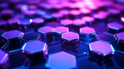 Fototapeta premium Glowing Hexagonal Panels with Minimalist Backdrop in Vibrant Colors