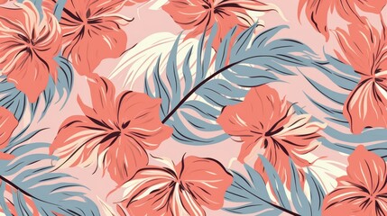 Vibrant Tropical Hibiscus Flower Pattern Design