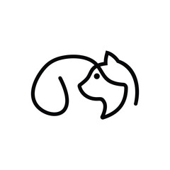 line art logo face of dog and cat abstract designs