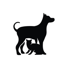black dog and black cat logo pet designs