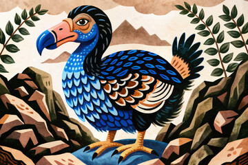dodo bird with rocky mountains background abstract © samira