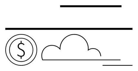 Cloud design with dollar icon depicting financial technology, savings, digital innovation, online storage, cloud computing, economic exchange, and simplified technology. Ideal for finance, tech
