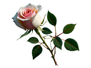 Elegant Rose with Velvety Petals and Dewdrops on a Black Background