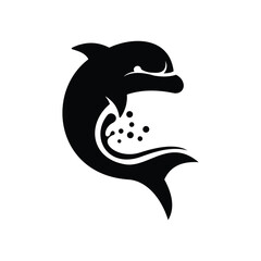 Silhouette OF Dolphin logo designs