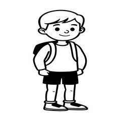 Obraz premium Happy cartoon boy with backpack ready for school