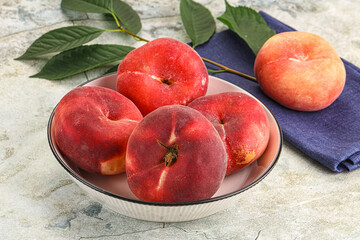 Ripe sweet and juicy Flat peach