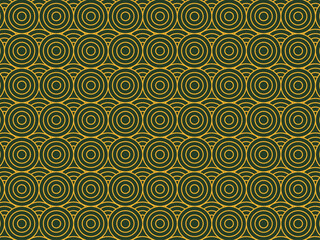 gold and dark green circles lines art